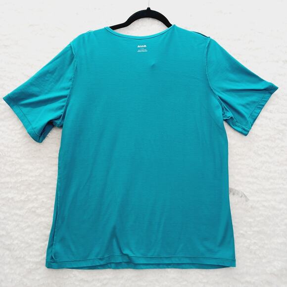 T-Shirt Size L Teal Embroidered Grandma Pullover Casual Soft Girl Chic Resort - Picture 3 of 12